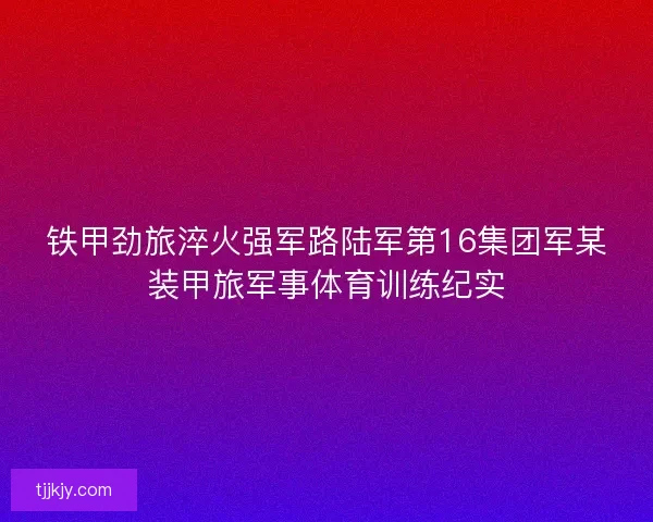 铁甲劲旅淬火强军路陆军第16集团军某装甲旅军事体育训练纪实